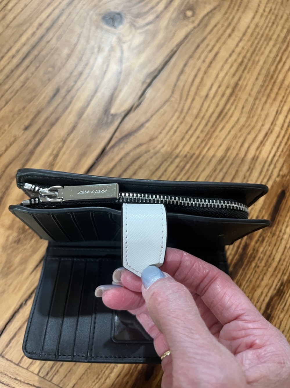 kate spade Two-Tone White and Light Gray Saffiano Wallet - Picture 5 of 5